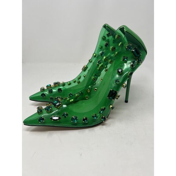 Good American Jeweled Emma Heel Summer Green size 8.5 - Picture 7 of 10